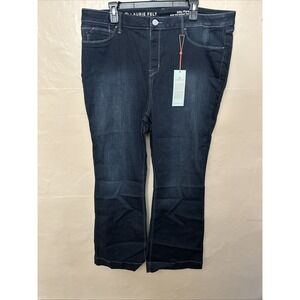 Laurie Felt 2X Dark Indigo Silky Denim Jeans Flared Pulling